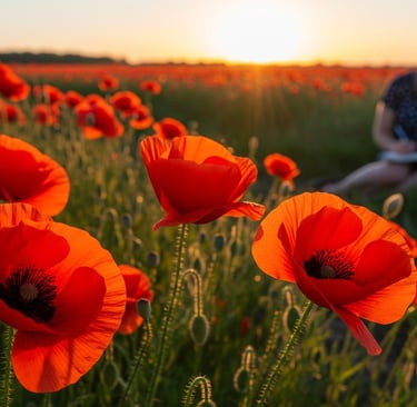 red poppies of michigan close up