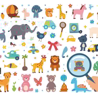 Actividad imprimible de Encontrar lo Oculto (I Spy / Veo Veo) para buscar y localizar – BAOcoffer