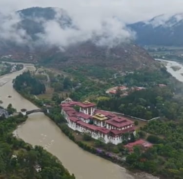 A Scenic view of Punakha Dzong