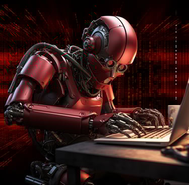 red-robot-matrix-background