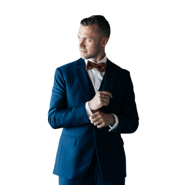 a man in a blue suit