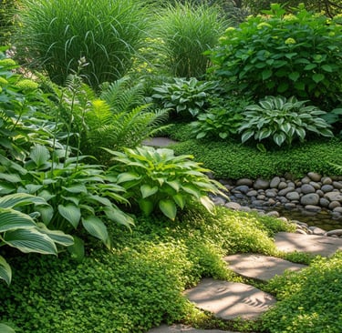 a garden with a path leading to a garden