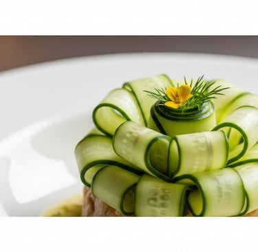 close up of cucumber flower garnish 