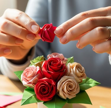 a woman is holding a flower in her hands
