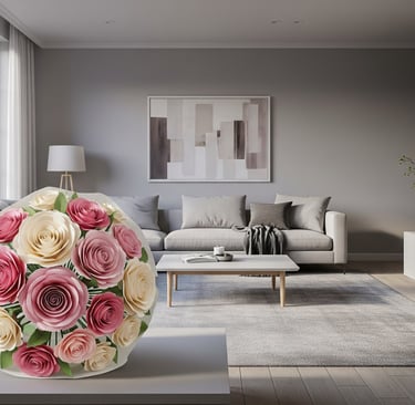 beautiful bouquet of paper roses on display
