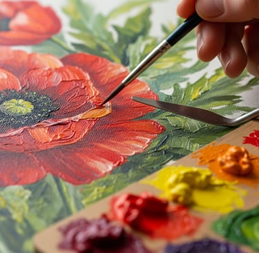 a person is painting a picture of a flower