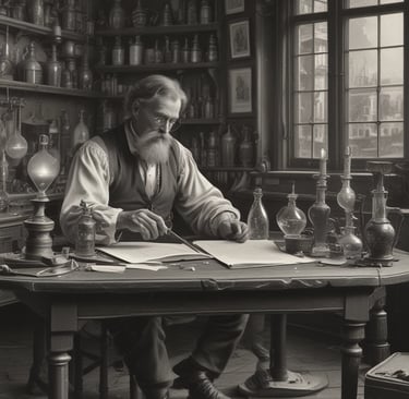 man sat at desk looking at his notebook