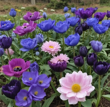 purple  flower hybrds growing 