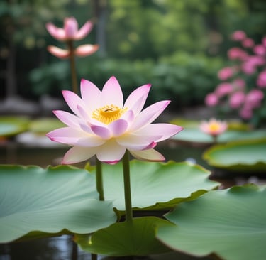 lotus flower floating on pond