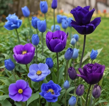 flower hybrids of purple growing in garden