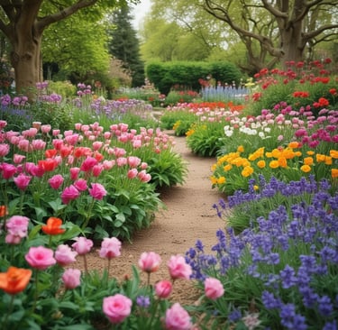spring flower garden path
