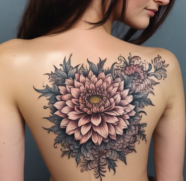 japanese flower tattoo on back