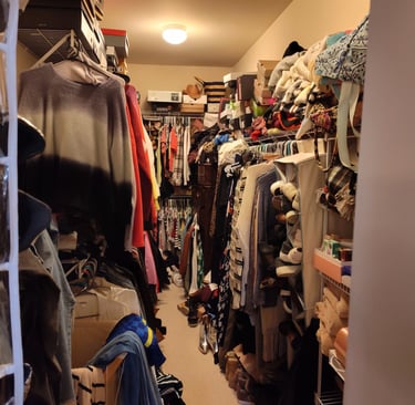Cluttered closet by Tina Wilmhoff RevampT Spaces Cincinnati  Northern KY