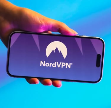 NordVPN app interface on laptop showing map and security features for 2025 review