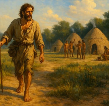 Shipwrecked Spanish explorer on Texas coast meeting native tribes, early 1500s