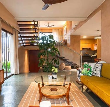 "Modern living room interior design in Bangalore by Paggu Interior"