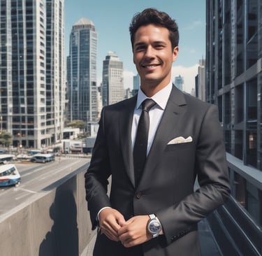 A group of five individuals are in a conference room engaging in a meeting. Four people are seated at a table with laptops and notebooks in front of them, while one person is standing and pointing at a projection on the wall displaying various company logos.