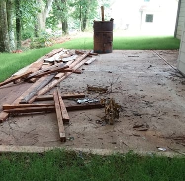 A new construction clean-up of building material leftovers.