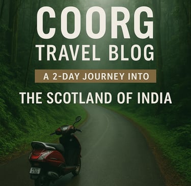 Coorg coffee plantations with misty hills and lush greenery