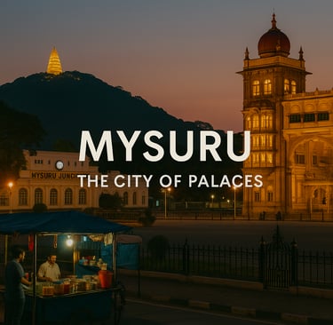 Mysuru Palace illuminated at night showcasing royal architecture