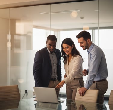 Consultora de RH orientando gestores em reunião