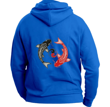 felpa con cappuccio 3 xl azzurra back carpe koi tao