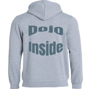 Felpa  con zip e cappuccio  grigia con scritta dietro