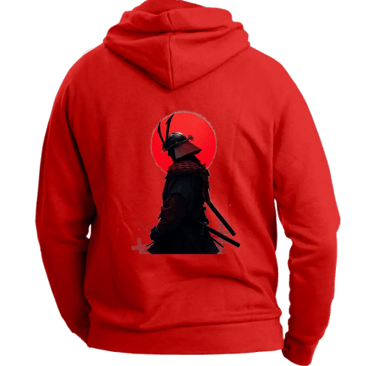 felpa unisex red con cappuccio back samurai
