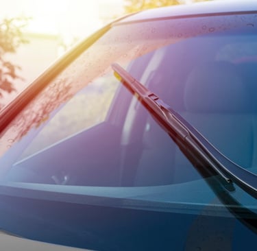 windshield reflecting sunset