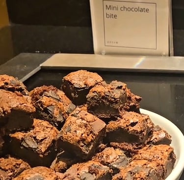 Delicious mini Chocolate bites dessert at Chase SapphireLounge JFK