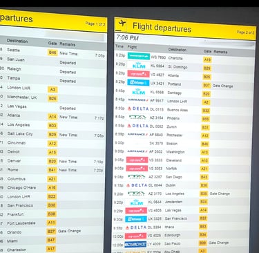 Departure Boards at Chase Sapphire Lounge JFK Terminla 4