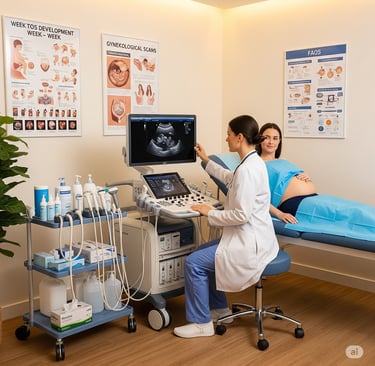 Lady gynecologist performing sonography scan at Dr. Agrawal’s Women Health Clinic in Santacruz East