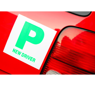 a new driver's car with green P sign. 