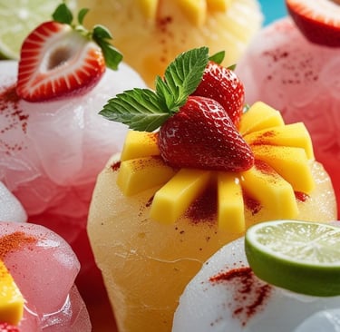 Traditional Mexican American Raspas with Syrups and Fresh Fruit