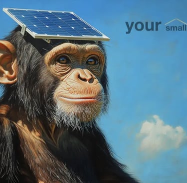 monkey with solar panel on head