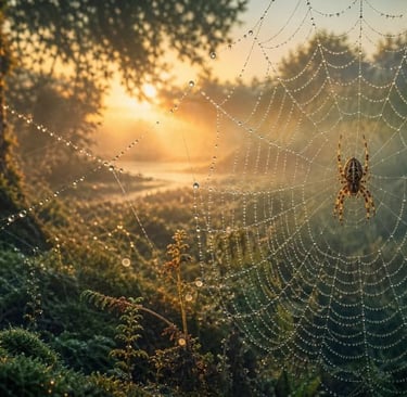 Spinnennetz im Wald