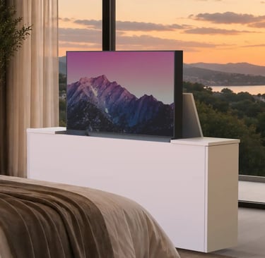 mueble con sistema de elevación para esconder la tv