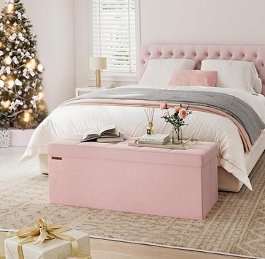 Pink Ottoman Storage for Small Spaces
