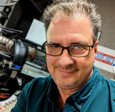Jim Weaver in the KKYR studio in Texarkana, Arkansas.