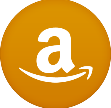 a yellow amazon store logo on a yellow button