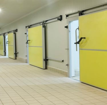 Diagram showing optimized cold room zoning for food storage: loading dock, blast chill, frozen stora