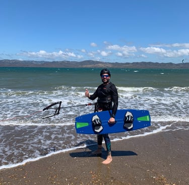 kitesurfing student motivated