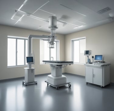 A technician inspecting a medical device in a clean environment.