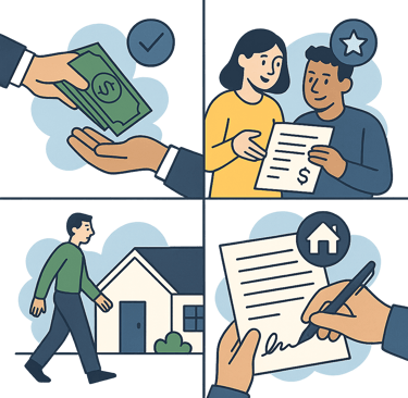 Cartoon depiction of home selling