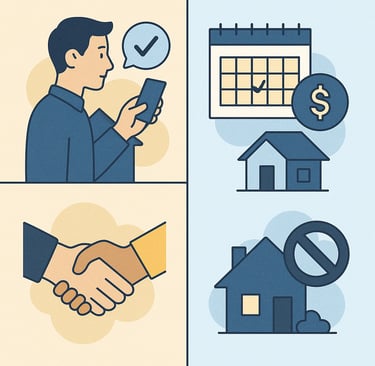 cartoon depictions of home selling solutions