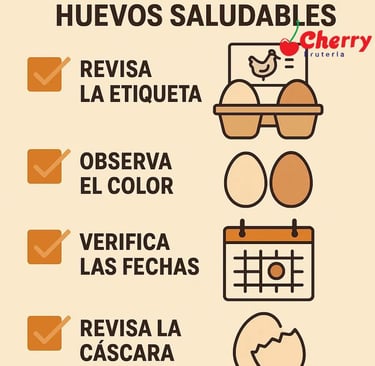 Infografía con 4 pasos para elegir huevos saludables.