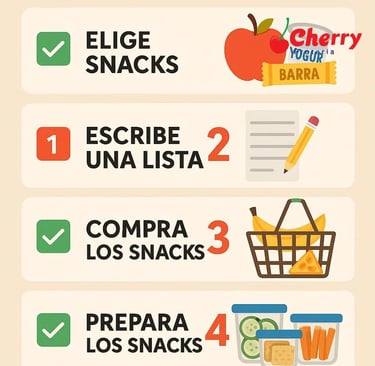 Infografía con 4 pasos para planear snacks.