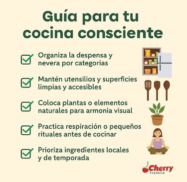 Infografía con pasos para crear un ambiente consciente.
