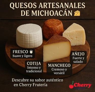 Diferentes quesos artesanales sobre tabla de madera