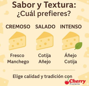 Tabla con comparativa de sabor y textura